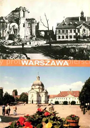 AK / Ansichtskarte Warszawa Rynek Nowego Miasta z kosciolem Sakramentek Marktplatz Kirche Zerstoerung Ruine vom 2. Weltkrieg Kat. Warschau Polen