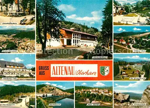 AK / Ansichtskarte Altenau Harz Leuchtfontaene Kurhotel Okertalsperre Kurmittelhaus Konzertgarten Brockenblick Kat. Altenau
