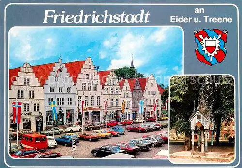 AK / Ansichtskarte Friedrichstadt Eider Marktplatz mit historischen Giebelhaeusern und Marktpumpe Kat. Friedrichstadt