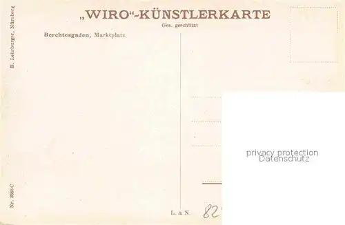 AK / Ansichtskarte Verlag WIRO Wiedemann Nr. 2388 C Berchtesgaden Marktplatz Kat. Verlage