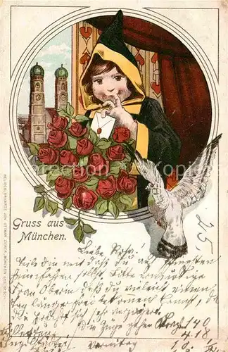 AK / Ansichtskarte Muenchner Kindl Muenchen Rosen Brieftaube  Kat. Muenchen