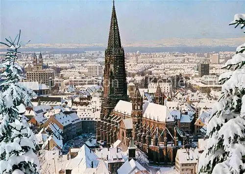 AK / Ansichtskarte Freiburg Breisgau Muensterplatz im Winter Kat. Freiburg im Breisgau