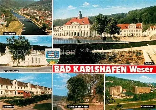 AK / Ansichtskarte Bad Karlshafen Fliegeraufnahme Weser Invalidenhaus Carlstrasse Kurzentrum Kat. Bad Karlshafen