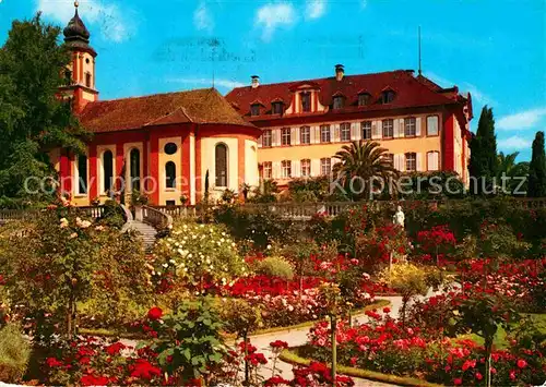 AK / Ansichtskarte Insel Mainau Rosengarten mit Schloss und Kirche Kat. Konstanz Bodensee