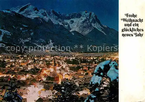 AK / Ansichtskarte Garmisch Partenkirchen Weihnachtskarte mit Zugspitze Kat. Garmisch Partenkirchen