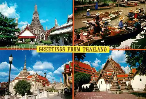 AK / Ansichtskarte Thailand Temple of dawn Wat Phra Keo Flooting Markets Wat Pho Kat. Thailand