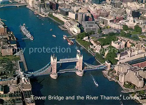 AK / Ansichtskarte London Tower Bridge and the River Thames aerial view Kat. City of London
