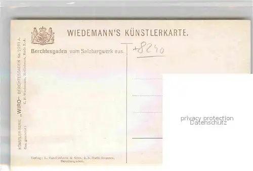 AK / Ansichtskarte Verlag WIRO Wiedemann Nr. 2391 A Berchtesgaden vom Salzbergwek aus  Kat. Verlage