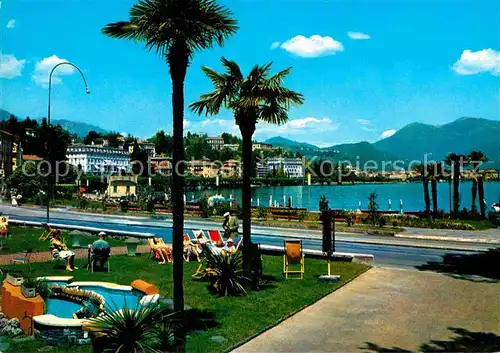 AK / Ansichtskarte Paradiso Lago di Lugano Veduta Lungolago Seepromenade Luganersee Palmen Alpen Kat. Paradiso