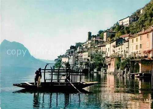 AK / Ansichtskarte Gandria Lago di Lugano Boot Haeuserpartie am Luganersee Kat. Gandria
