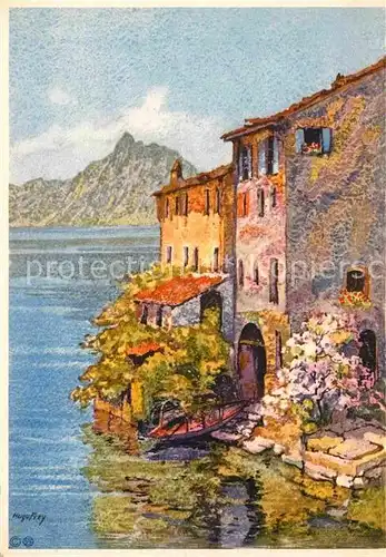 AK / Ansichtskarte Gandria Lago di Lugano Monte San Salvatore Luganersee Kuenstlerkarte Kat. Gandria