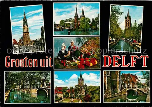 AK / Ansichtskarte Delft Kirchen Schloss Grachten Trachtenmaedchen Kat. Delft