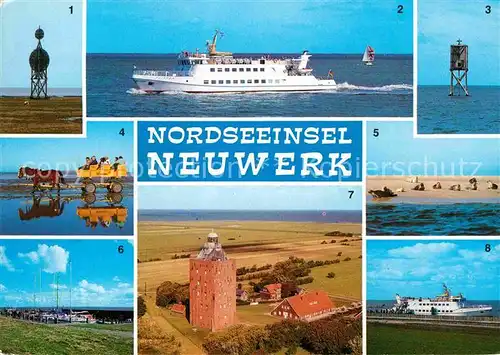 AK / Ansichtskarte Neuwerk Cuxhaven Nordseebad Ostbake Nordbake Wattwagen Seehundsbank Leuchtturm 