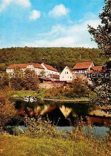 AK / Ansichtskarte Schoenau Gemuenden Franziskaner Minoritenkloster Uferpartie an der Saale Kat. Gemuenden a.Main