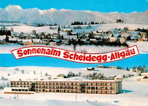 AK / Ansichtskarte Scheidegg Allgaeu Kursanatorium Sonnenalm Winterpanorama Allgaeuer Alpen Kat. Scheidegg