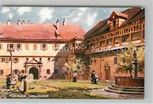 AK / Ansichtskarte Verlag Tucks Oilette Nr. 645 B Tuebingen Schloss Hohentuebingen Schlosshof  Kat. Verlage