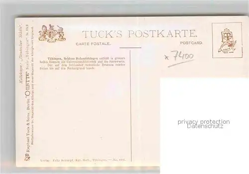 AK / Ansichtskarte Verlag Tucks Oilette Nr. 645 B Tuebingen Schloss Hohentuebingen Schlosshof  Kat. Verlage