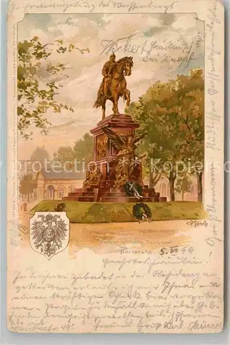 AK / Ansichtskarte Muench C. Karlsruhe Kaiser Wilhelm Denkmal Litho Kat. Kuenstlerlitho