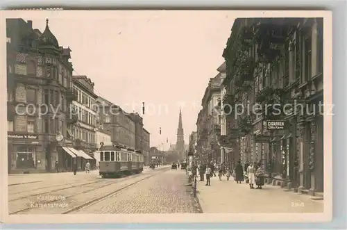 AK / Ansichtskarte Strassenbahn Karlsruhe Kaiserstrasse Musikhaus W. Halter  Kat. Strassenbahn