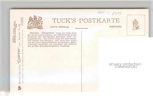 AK / Ansichtskarte Verlag Tucks Oilette Nr. 728 Dresden Georgentor Charles E. Flower  Kat. Verlage