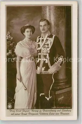 AK / Ansichtskarte Adel Braunschweig Prinz Ernst August Braut Prinzessin ViktoriaLuise von Preussen  Kat. Koenigshaeuser