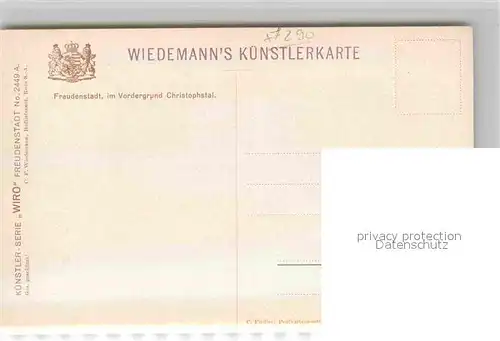 AK / Ansichtskarte Verlag WIRO Wiedemann Nr. 2449 A Freudenstadt Christophstal  Kat. Verlage