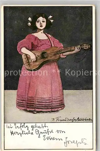AK / Ansichtskarte Kuenstlerkarte Helene von Frauendorfer Muehlthaler Maedchen mit Gitarre  Kat. Kuenstlerkarte