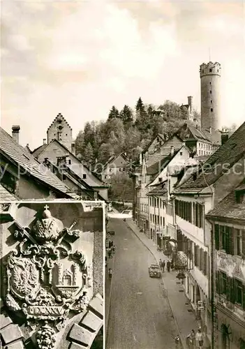 AK / Ansichtskarte Ravensburg Wuerttemberg Marktstrasse Obertor Veitsburg Mehlsack Wappen am Alten Theater Kat. Ravensburg