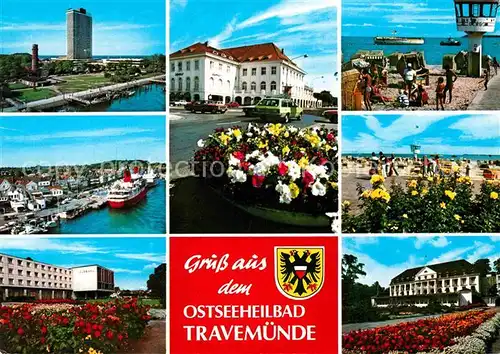 AK / Ansichtskarte Travemuende Ostseebad Teilansichten Strand Schiffsanleger Hotels Kat. Luebeck