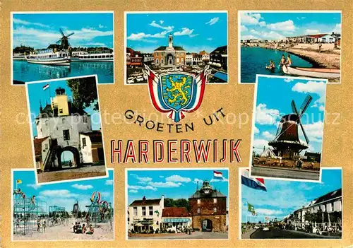 AK / Ansichtskarte Harderwijk Faehren Schloss Strand Stadttor Muehle Spielplatz Kat. Harderwijk