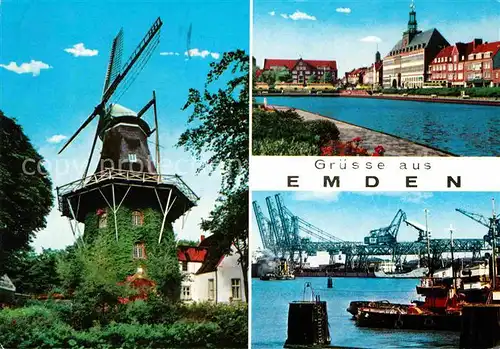 AK / Ansichtskarte Emden Ostfriesland Muehle Hafenpartie Kat. Emden