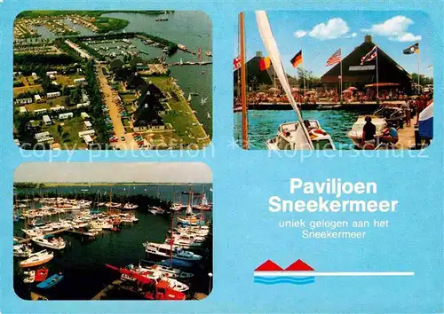 AK / Ansichtskarte Sneek Paviljoen Sneekermeer Hafen Fliegeraufnahme Kat. Sneek