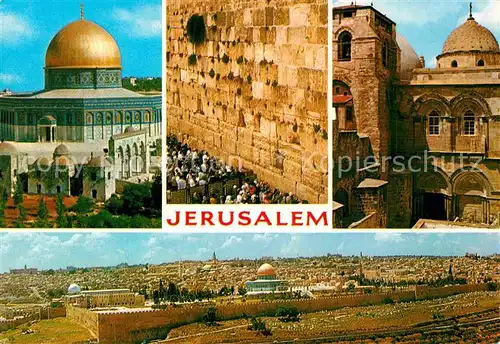 AK / Ansichtskarte Jerusalem Yerushalayim Western Wall Tempel Mount and Christians Worship in Church  Kat. Israel