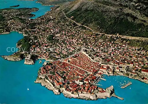 AK / Ansichtskarte Dubrovnik Ragusa Fliegeraufnahme mit Hafen und Altstadt Kat. Dubrovnik