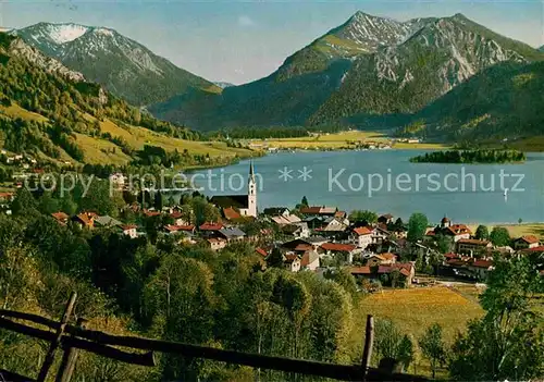 AK / Ansichtskarte Schliersee Panorama Blick gegen Brecherspitz und Jaegerkamp Mangfallgebirge Kat. Schliersee