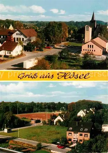AK / Ansichtskarte Hoesel Ortsansicht mit Kirche Sportplatz Kat. Ratingen