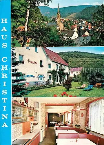 AK / Ansichtskarte Wallenfels Oberfranken Ortsansicht mit Kirche Pension Haus Christina Kat. Wallenfels