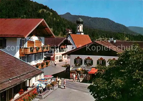 AK / Ansichtskarte Wallgau Ortspartie bei der Kirche Huber Karte Nr 8569 Kat. Wallgau