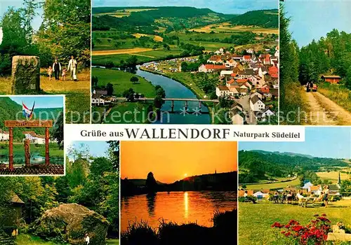 AK / Ansichtskarte Wallendorf Eifel Panorama Deutsch Luxemburgischer Naturpark Wandern Sonnenuntergang am Wasser Kat. Wallendorf