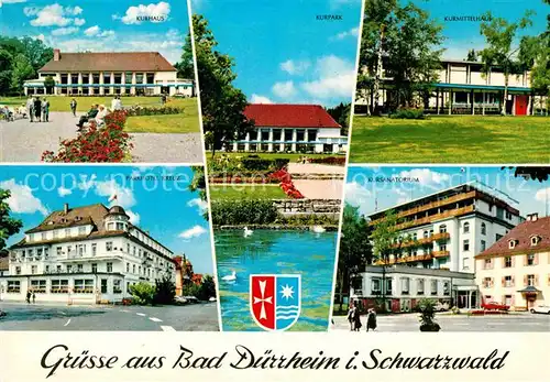 AK / Ansichtskarte Bad Duerrheim Kurhaus Kurpark Schwanenteich Kurmittelhaus Sanatorium Parkhotel Kreuz Kat. Bad Duerrheim