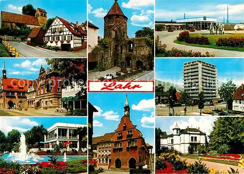 AK / Ansichtskarte Lahr Schwarzwald Teilansichten Altstadt Turm Hochhaus Park Springbrunnen Kat. Lahr