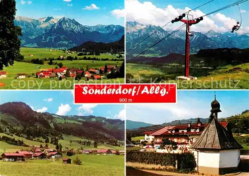 AK / Ansichtskarte Sonderdorf Gesamtansicht mit Alpenpanorama Hotel Restaurant Kapelle Bergbahn Kat. Bolsterlang