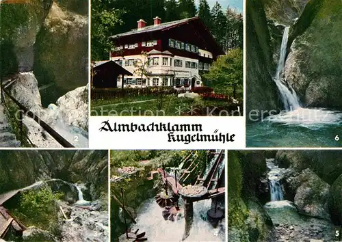 AK / Ansichtskarte Almbachklamm Kugelmuehle Gasthaus Felsensteig Wasserfall Kat. Berchtesgaden