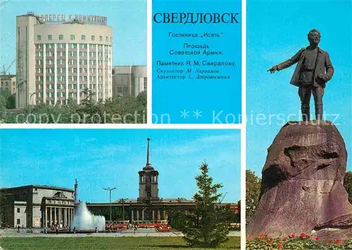 AK / Ansichtskarte Swerdlowsk Jekaterinburg Hotel Iset Swerdlow Denkmal 