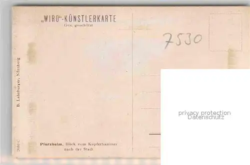 AK / Ansichtskarte Verlag WIRO Wiedemann Nr. 2680 C Pforzheim Blick vom Kupferhammer  Kat. Verlage