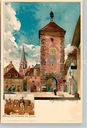 AK / Ansichtskarte Kley Freiburg im Breisgau Schwabentor  Kat. Kuenstlerlitho