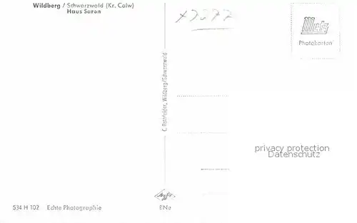 AK / Ansichtskarte Wildberg Schwarzwald Haus Saron Kat. Wildberg