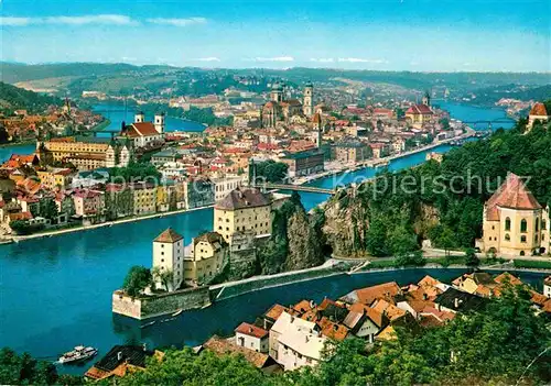 AK / Ansichtskarte Passau Dreifluessestadt mit Inn Donau und Ilz Kat. Passau