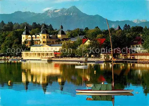 AK / Ansichtskarte Velden Woerthersee Schloss mit Mittagskogel