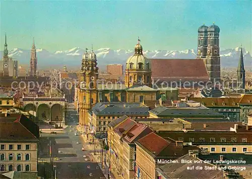AK / Ansichtskarte Muenchen Blick von der Ludwigskirche mit Alpenpanorama Kat. Muenchen